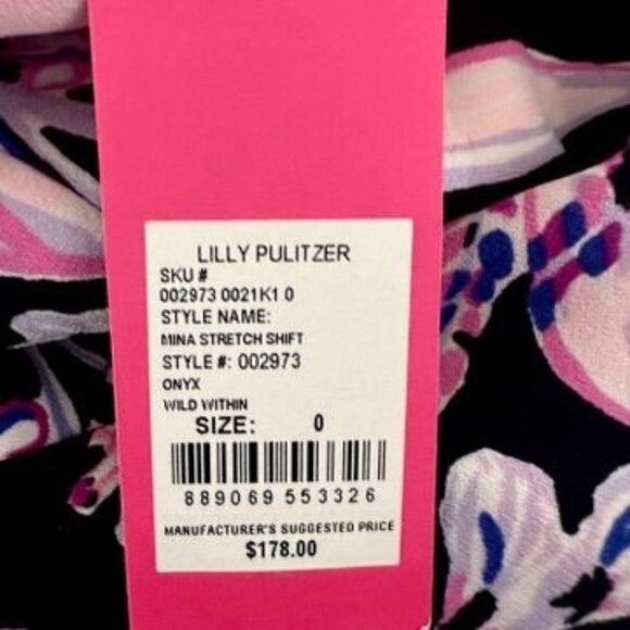 Lilly Pulitzer Mina Stretch Shift Dress Wild Within Print Onyx Size 0 NWT - Picture 7 of 12